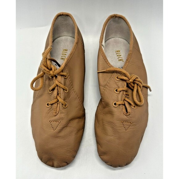 BLOCH Tan / Caramel Lace-Up Jazz Soft Dance Shoes - Girls Sz 13.5 - Picture 1 of 7